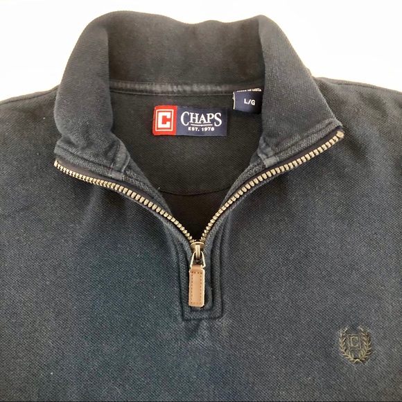 Chaps 1/4 Zip Navy Long Sleeve Shirt Size L (#183) - Picture 2 of 4